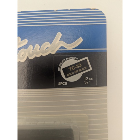 Brother P-Touch TC-33 Tape Cassette 2 Pack Gold on Black 12mm 1/2" for PT-6/8/10 - Picture 2 of 7